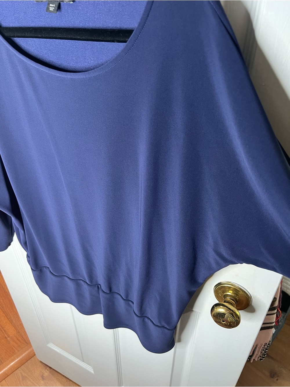 Boston Proper Navy Blue Short Sleeve Blouson Shirt